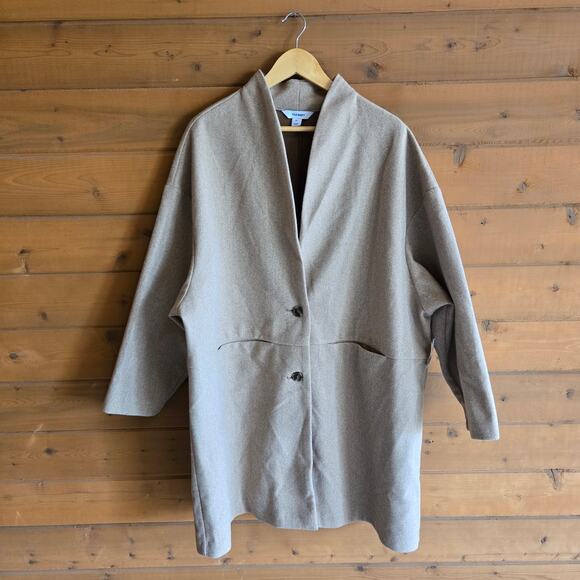 Old Navy Long-Line Cardigan Coat Camel Tan NWT XXL Button Front Jacket Blazer - Picture 2 of 5